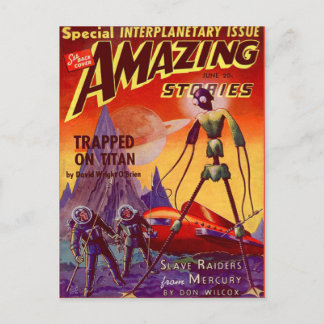 Vintage Sci Fi book cover art Space travel Postcard