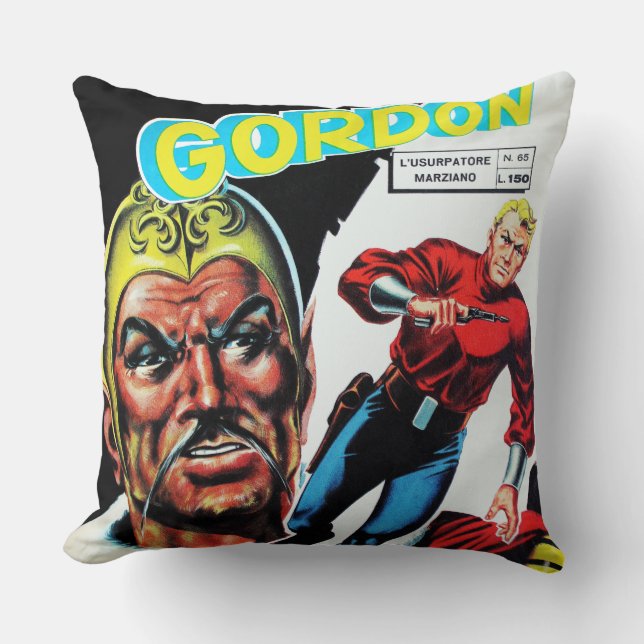 Vintage Sci-Fi Comic Book Throw Pillow (Front)