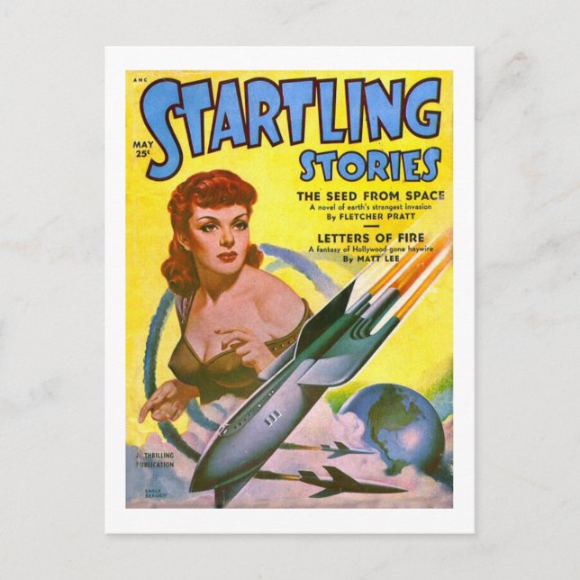Vintage Sci Fi Comic Startling Stories Postcard (Front)