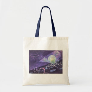 Vintage Science Fiction, a Glowing Orb with Aliens Tote Bag