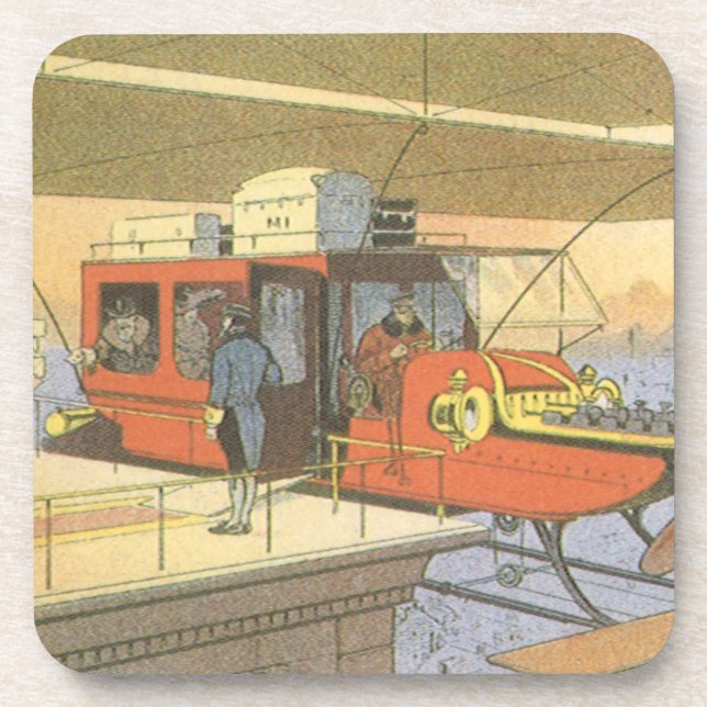 Vintage Science Fiction Airplane Helicopter Limo Coaster (Front)