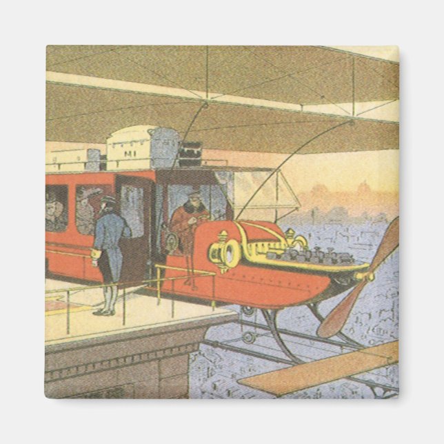 Vintage Science Fiction Airplane Helicopter Limo Magnet (Front)