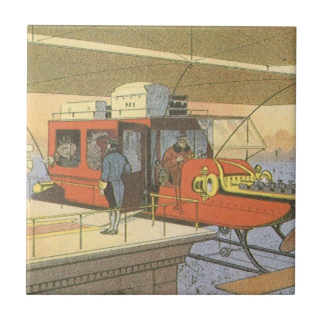 Vintage Science Fiction Airplane Helicopter Limo Tile (Front)