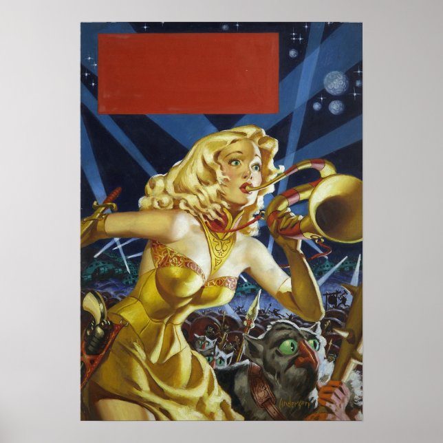 Vintage Science Fiction Alien Monsters Pulp Poster (Front)