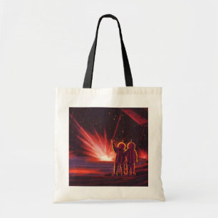 Vintage Science Fiction Alien Red Planet Explosion Tote Bag
