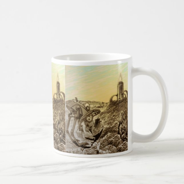 Vintage Science Fiction Aliens Planet Construction Coffee Mug (Right)