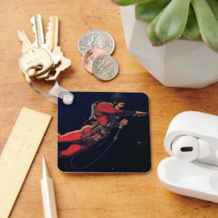 Vintage Science Fiction Astronaut in Outer Space Keychain