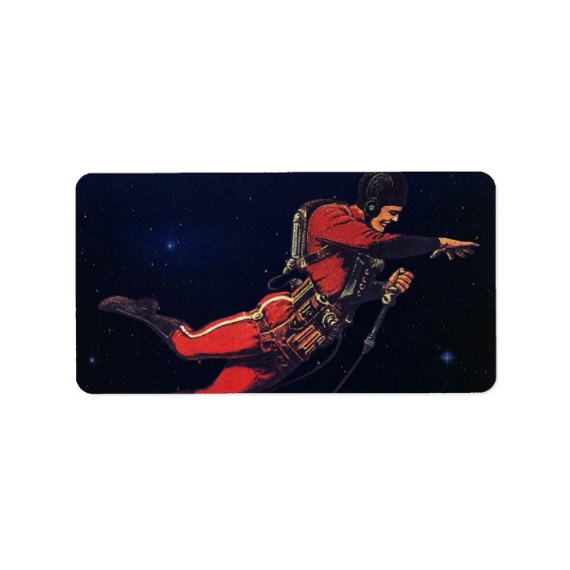 Vintage Science Fiction Astronaut in Outer Space Label (Front)