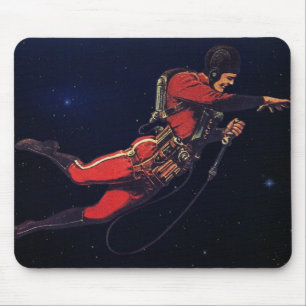 Vintage Science Fiction Astronaut in Outer Space Mouse Pad