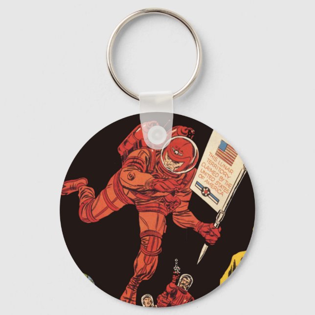 Vintage Science Fiction, Astronaut Moon Landing Keychain (Front)