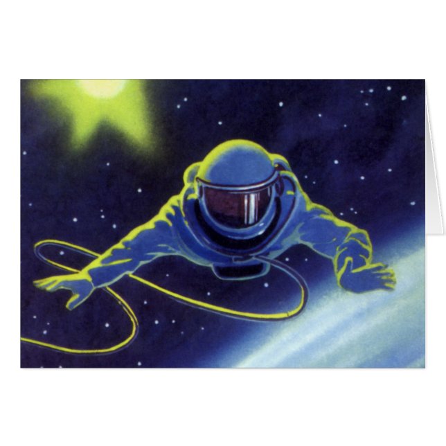 Vintage Science Fiction Astronaut on a Space Walk (Front Horizontal)