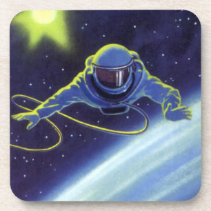 Vintage Science Fiction Astronaut on a Space Walk Coaster