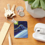 Vintage Science Fiction Astronaut on a Space Walk Keychain<br><div class="desc">Vintage illustration futuristic science fiction planets in outer space image. A classic comic book design featuring a retro sci fi astronaut on a spacewalk and floating in outer space over the earth with a bright moon or sun behind him in the night sky with stars.</div>