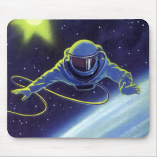 Vintage Science Fiction Astronaut on a Space Walk Mouse Pad