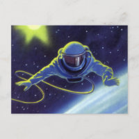 Vintage Science Fiction Astronaut on a Space Walk
