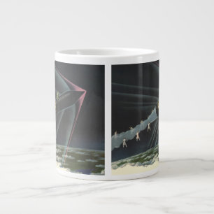 Vintage Science Fiction Astronaut Riding a Rocket Large Coffee Mug