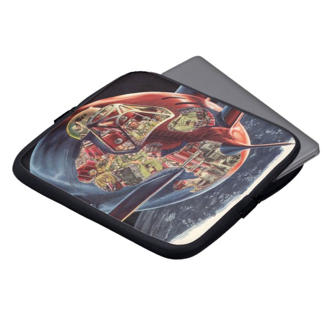 Vintage Science Fiction Astronaut Rocket Spaceship Laptop Sleeve (Front Top)