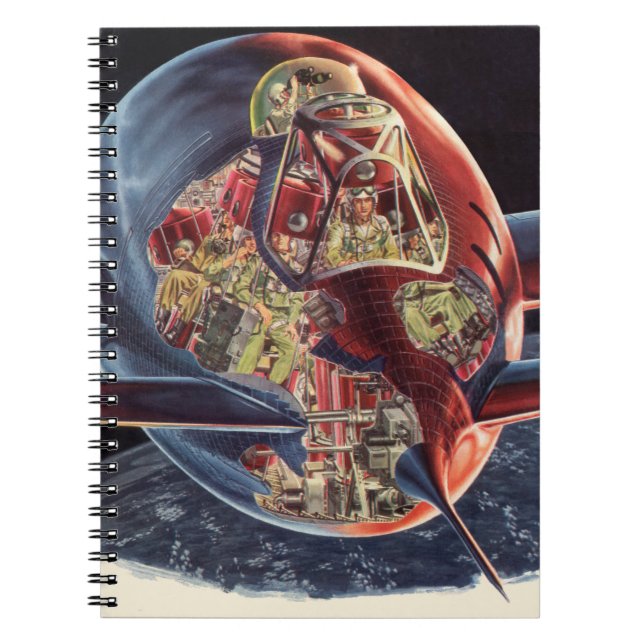 Vintage Science Fiction Astronaut Rocket Spaceship Notebook (Front)
