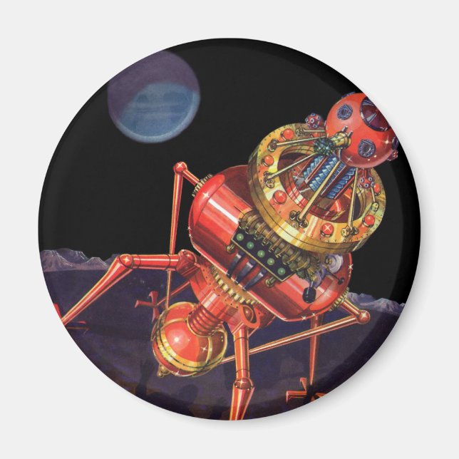 Vintage Science Fiction Astronaut with Alien Robot Magnet (Front)