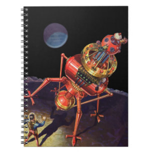 Vintage Science Fiction Astronaut with Alien Robot Notebook