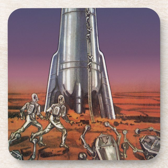 Vintage Science Fiction, Astronauts Beetle Aliens Coaster (Front)