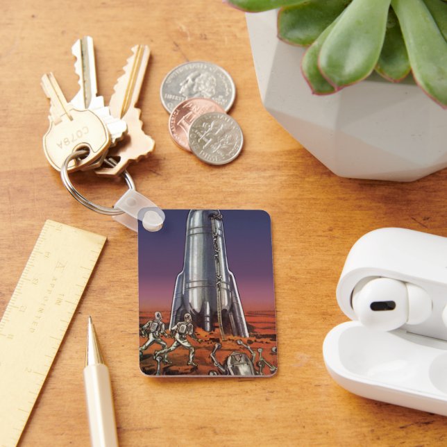 Vintage Science Fiction, Astronauts Beetle Aliens Keychain (Desk)
