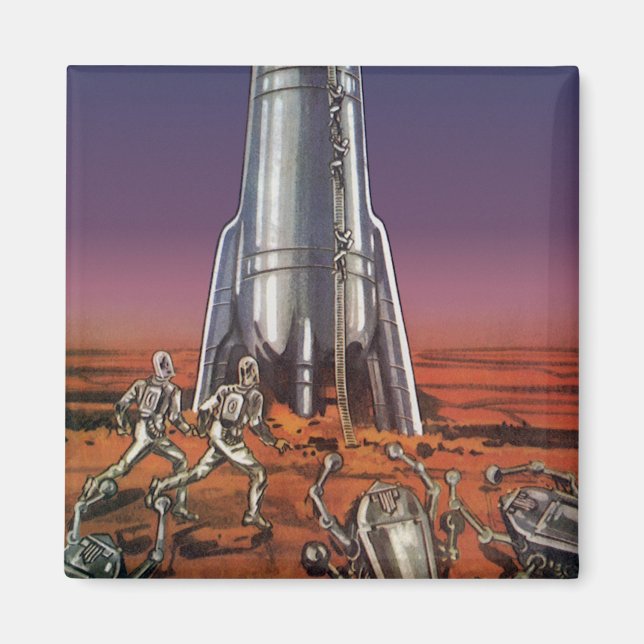 Vintage Science Fiction, Astronauts Beetle Aliens Magnet (Front)