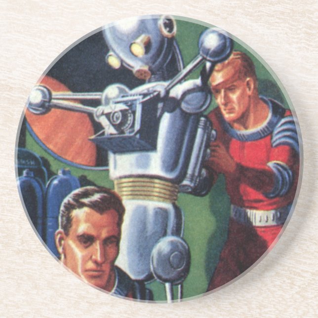 Vintage Science Fiction Astronauts Fixing a Robot Coaster (Front)