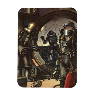 Vintage Science Fiction Astronauts on a Space Walk Magnet