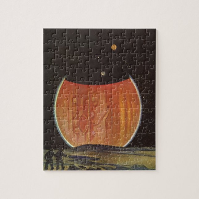 Vintage Science Fiction, Astronauts on Ganymede Jigsaw Puzzle (Vertical)