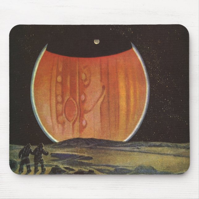 Vintage Science Fiction, Astronauts on Ganymede Mouse Pad (Front)