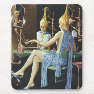 Vintage Science Fiction Beauty Salon Spa Manicures Mouse Pad