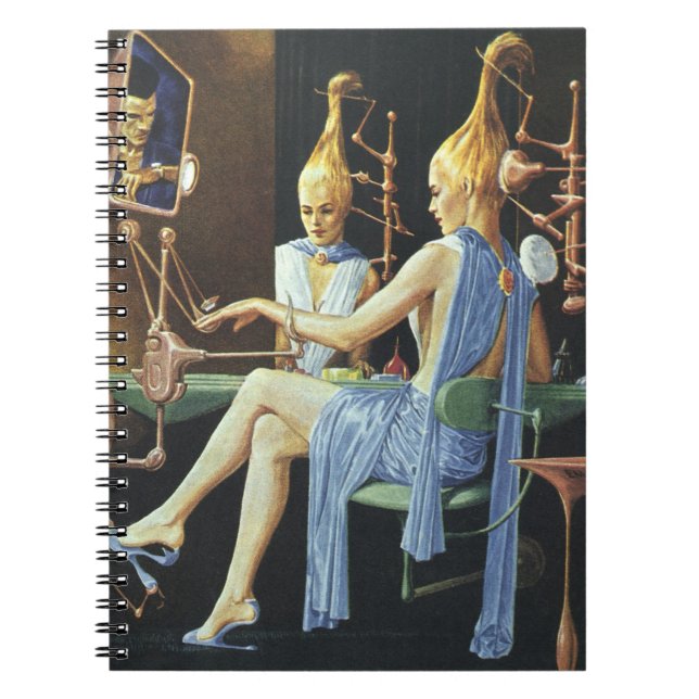Vintage Science Fiction Beauty Salon Spa Manicures Notebook (Front)