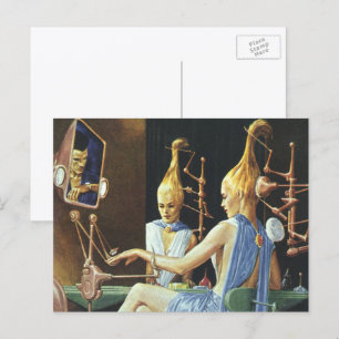 Vintage Science Fiction Beauty Salon Spa Manicures Postcard