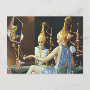Vintage Science Fiction Beauty Salon Spa Manicures Postcard