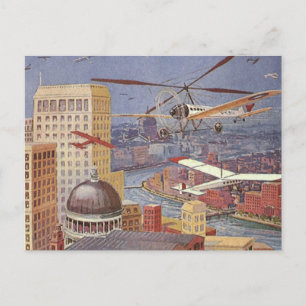 Vintage Science Fiction City, Steam Punk Machines Postcard