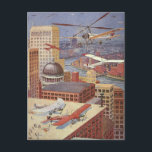 Vintage Science Fiction City, Victorian Steam Punk Postcard<br><div class="desc">Vintage illustration steam punk Victorian Science Fiction futuristic city image. The urban metropolis city of Paris,  France in the future with flying cars,  helicopters and planes for travel and transportation. This steampunk scene includes buildings and the Seine river in the background.</div>