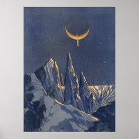 Vintage Science Fiction, Crescent Moon Snow Planet