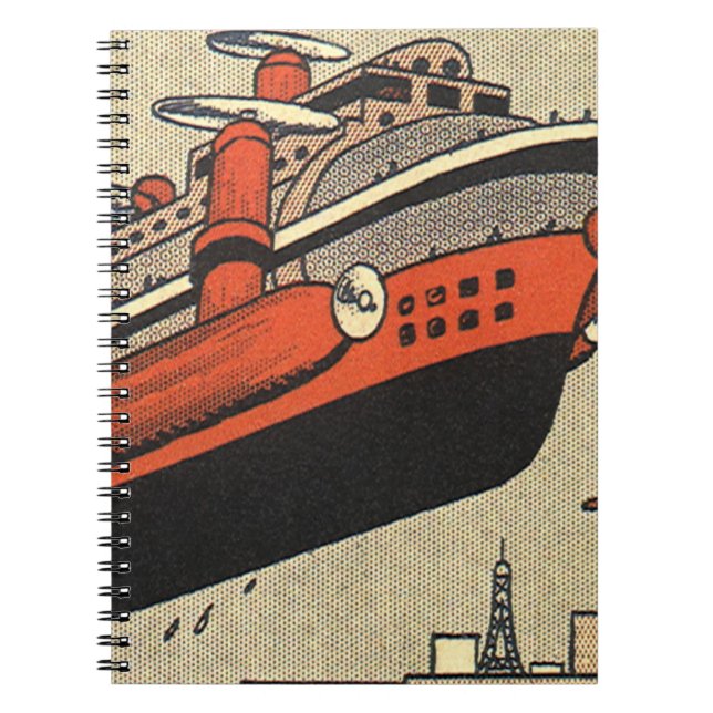 Vintage Science Fiction Cruise Ship Helicopter Notebook (Front)