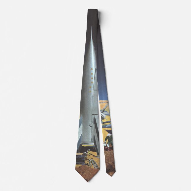 Vintage Science Fiction Desert Planet with Rockets Tie (Front)
