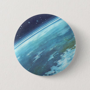 Vintage Science Fiction, Earth at Night with Stars 2 Inch Round Button