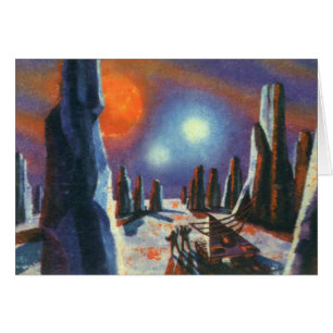 Vintage Science Fiction Foreign Planet with Aliens