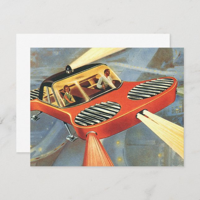 Vintage Science Fiction Futuristic Car Invitation (Front/Back)