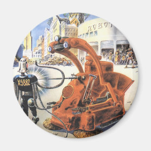 Vintage Science Fiction Futuristic City Alien Wars Magnet