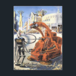 Vintage Science Fiction Futuristic City Alien Wars Postcard<br><div class="desc">Vintage illustration futuristic Science Fiction aliens and robots image. A classic retro sci fi futuristic design featuring aliens in a fight or battle in a metropolis of the future with buildings in ruins all around them.</div>