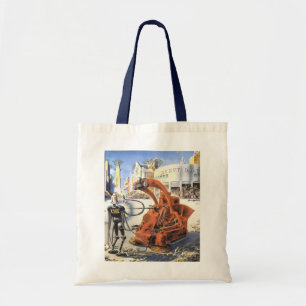 Vintage Science Fiction Futuristic City Alien Wars Tote Bag
