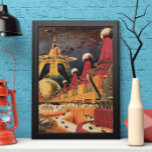 Vintage Science Fiction Futuristic City Flying Car Poster<br><div class="desc">Vintage illustration travel and transportation science fiction image featuring a classic comic book retro sci fi urban setting with a city of the future. The architectural buildings are shaped like cones and vehicles are flying in the sky like birds while crowds of people are moving through the metropolis.</div>