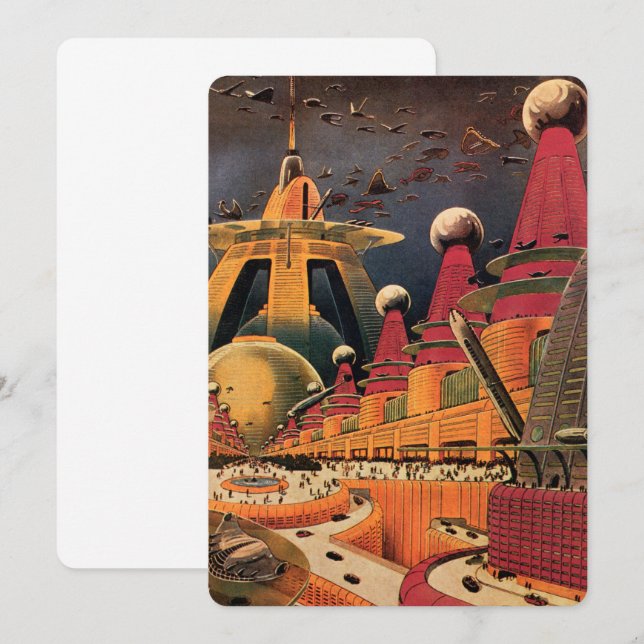 Vintage Science Fiction Futuristic City Invitation (Front/Back)