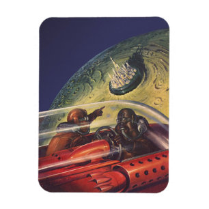 Vintage Science Fiction, Futuristic City on Moon Magnet