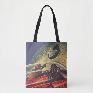 Vintage Science Fiction, Futuristic City on Moon Tote Bag